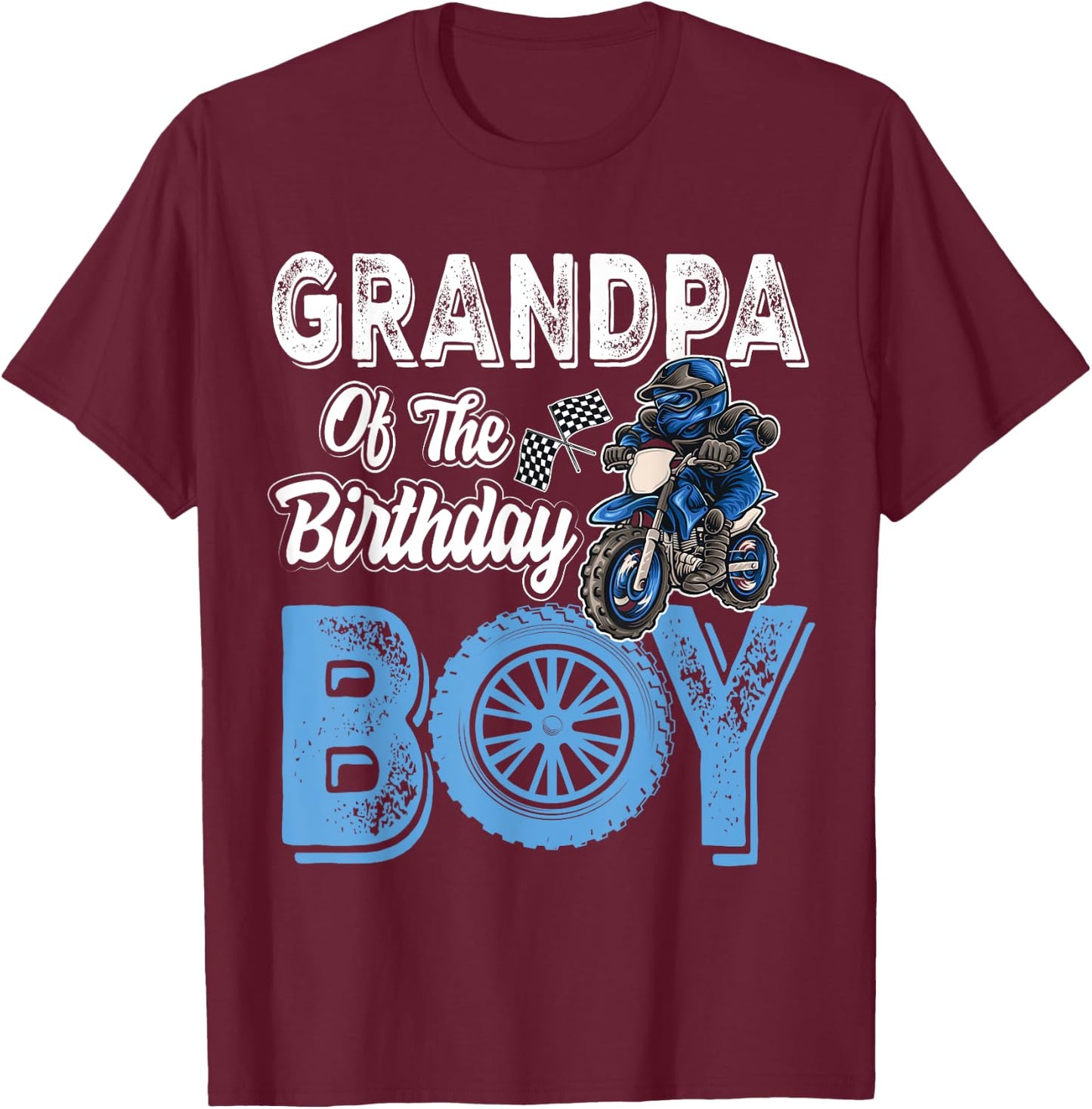 Grandpa of the Birthday Boy Dirt Bike B-day motocross Party T-Shirt - T-Shirt | Maroon