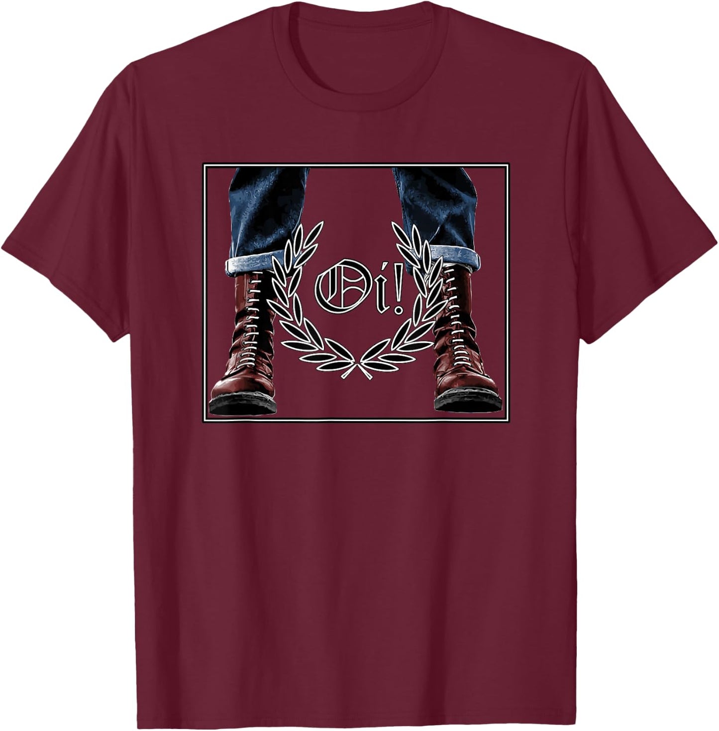Skinhead Music Oi! Oi! Oi! T-Shirt - T-Shirt | Maroon