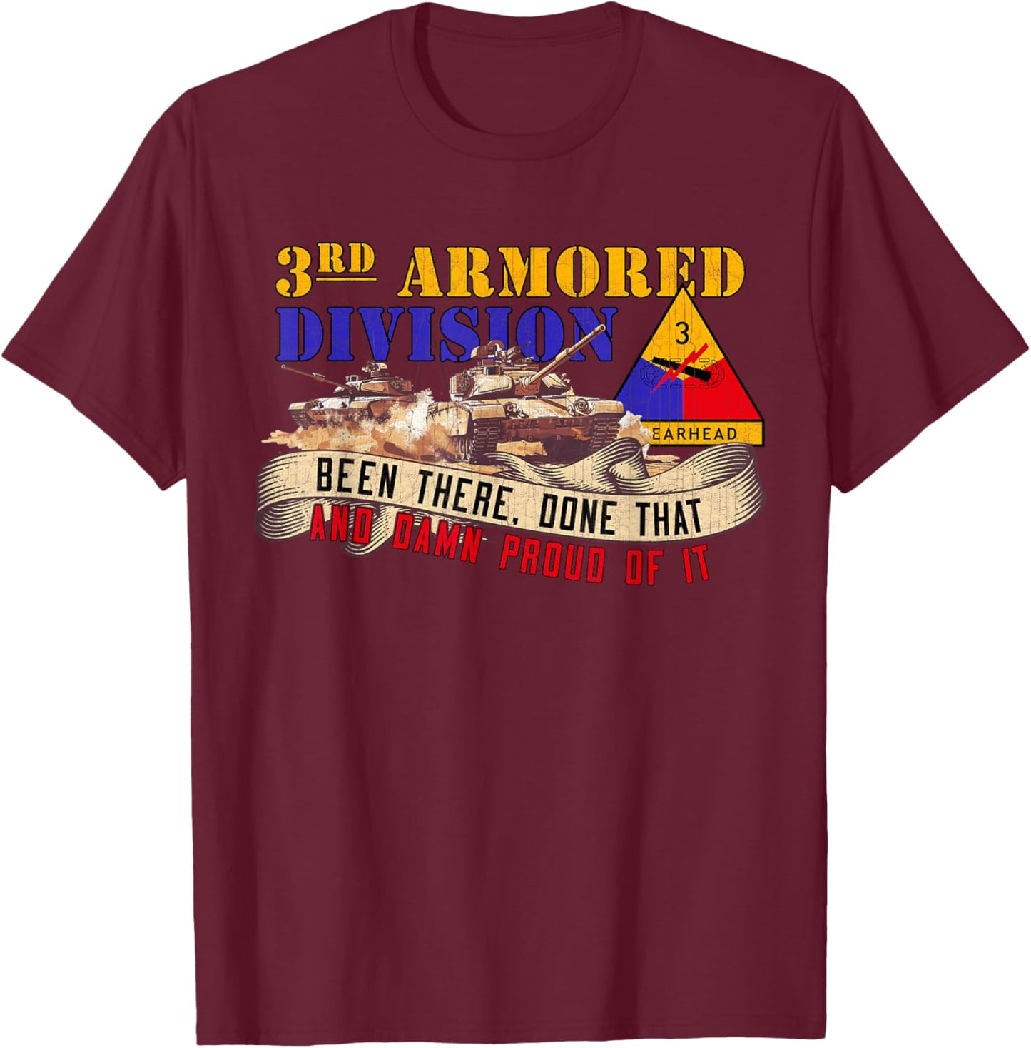 3rd Armored Division 3rd AD Spearhead Veteran Day Gifts T-Shirt - T-Shirt | Maroon