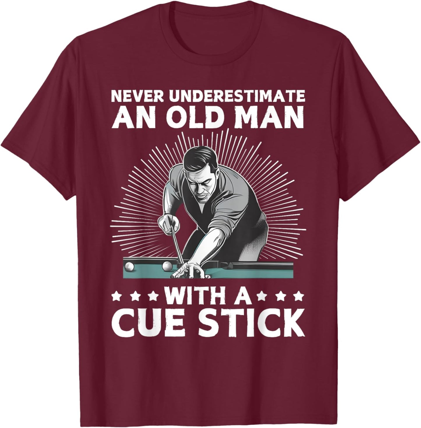 Best Pool Art Grandpa Billiard Player Pool Lover T-Shirt - T-Shirt | Maroon