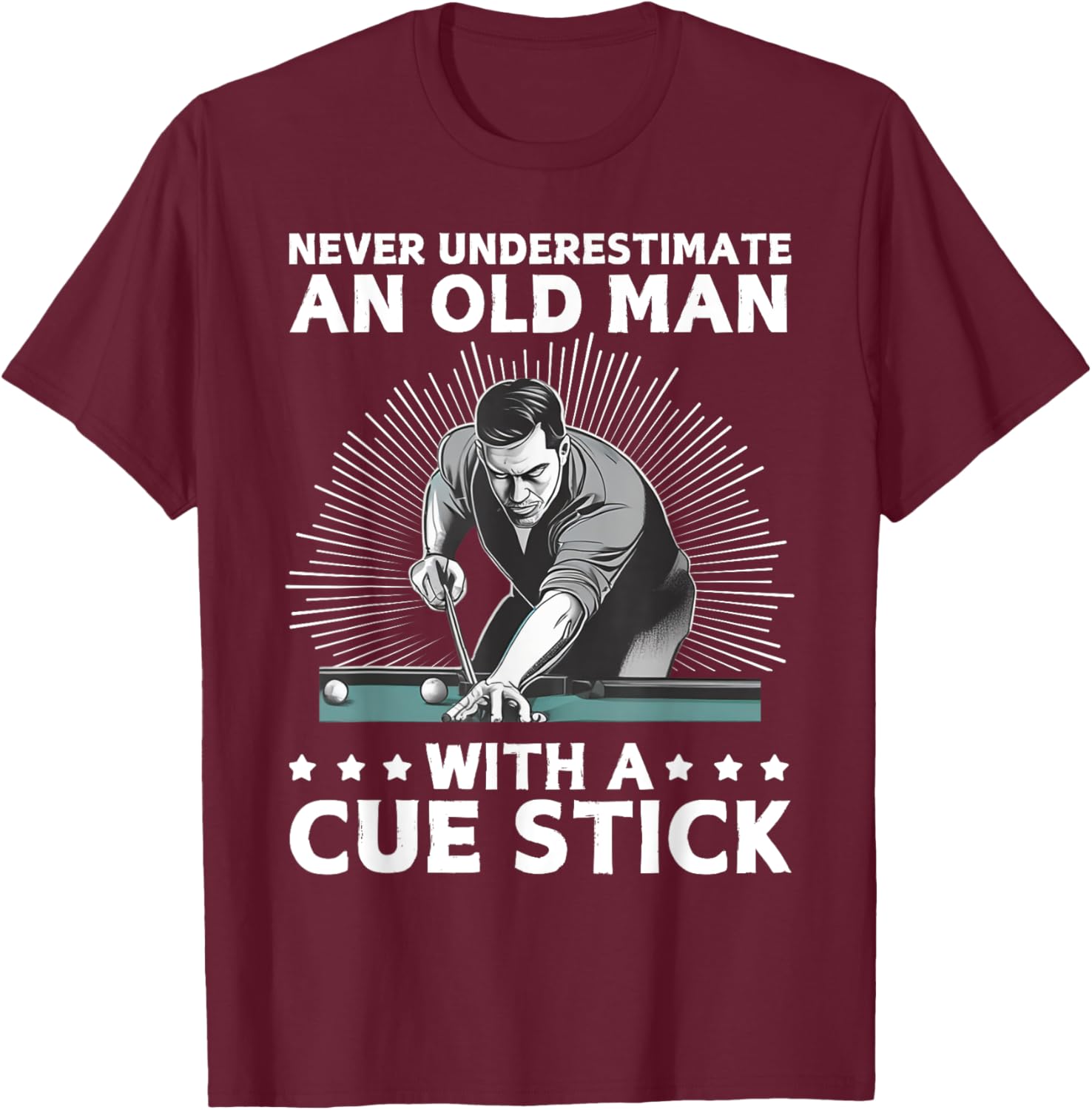 Best Pool Art Grandpa Billiard Player Pool Lover T-Shirt - T-Shirt | Maroon