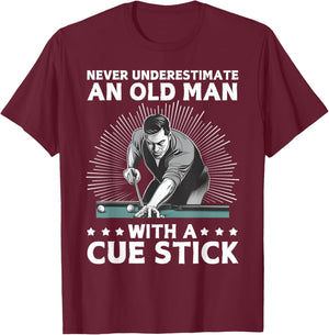 Best Pool Art Grandpa Billiard Player Pool Lover T-Shirt - T-Shirt | Maroon