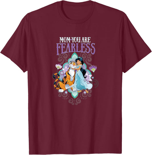 Disney Princess Mother's Day Jasmine & Rajah Fearless Mom T-Shirt - T-Shirt | Maroon