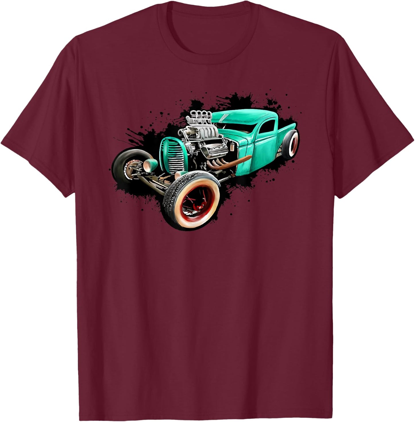 Rust Bucket Outline Funny Hot Retro Rod Diesel Cars Gift Men T-Shirt - T-Shirt | Maroon