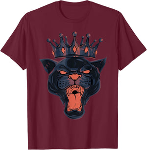 Big Black Head Puma Panther with a Crown T-Shirt - T-Shirt | Maroon