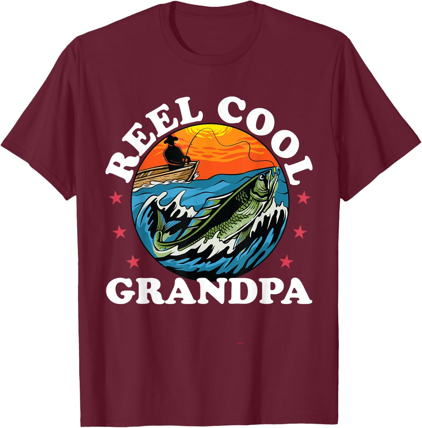 Reel Cool Grandpa Fishing Funny Fishing Fisherman Lover T-Shirt - T-Shirt | Maroon