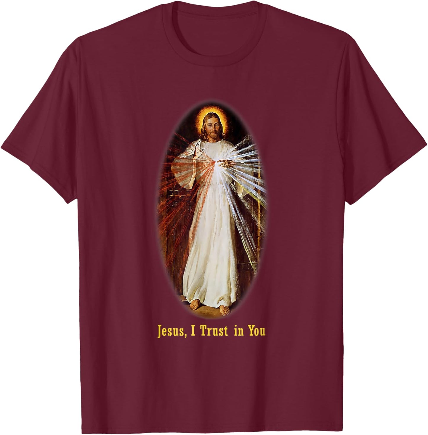 Divine Mercy Jesus I trust in You T-Shirt - T-Shirt | Maroon