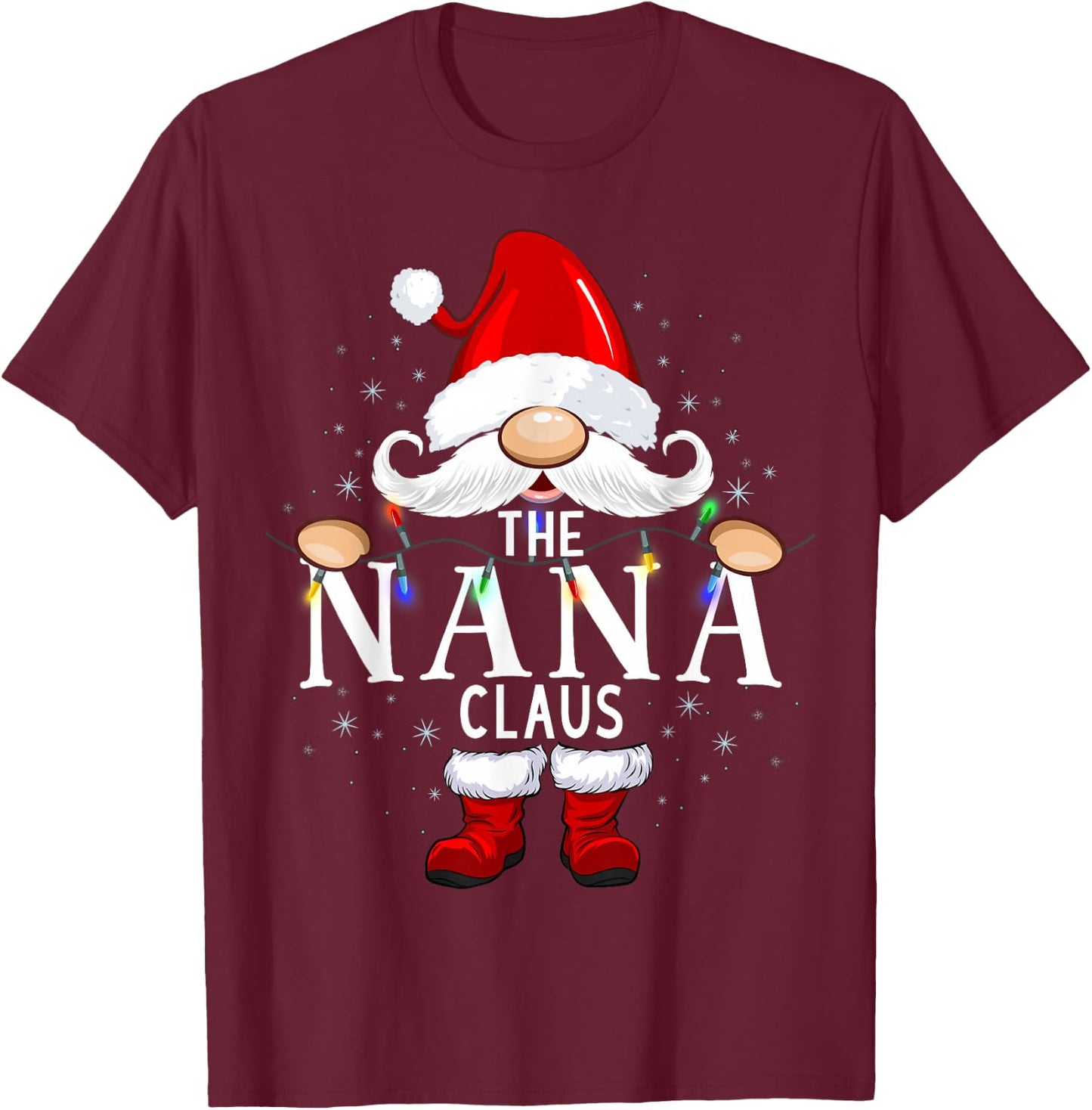 The Nana Claus Christmas Matching Pajama T-Shirt - T-Shirt | Maroon