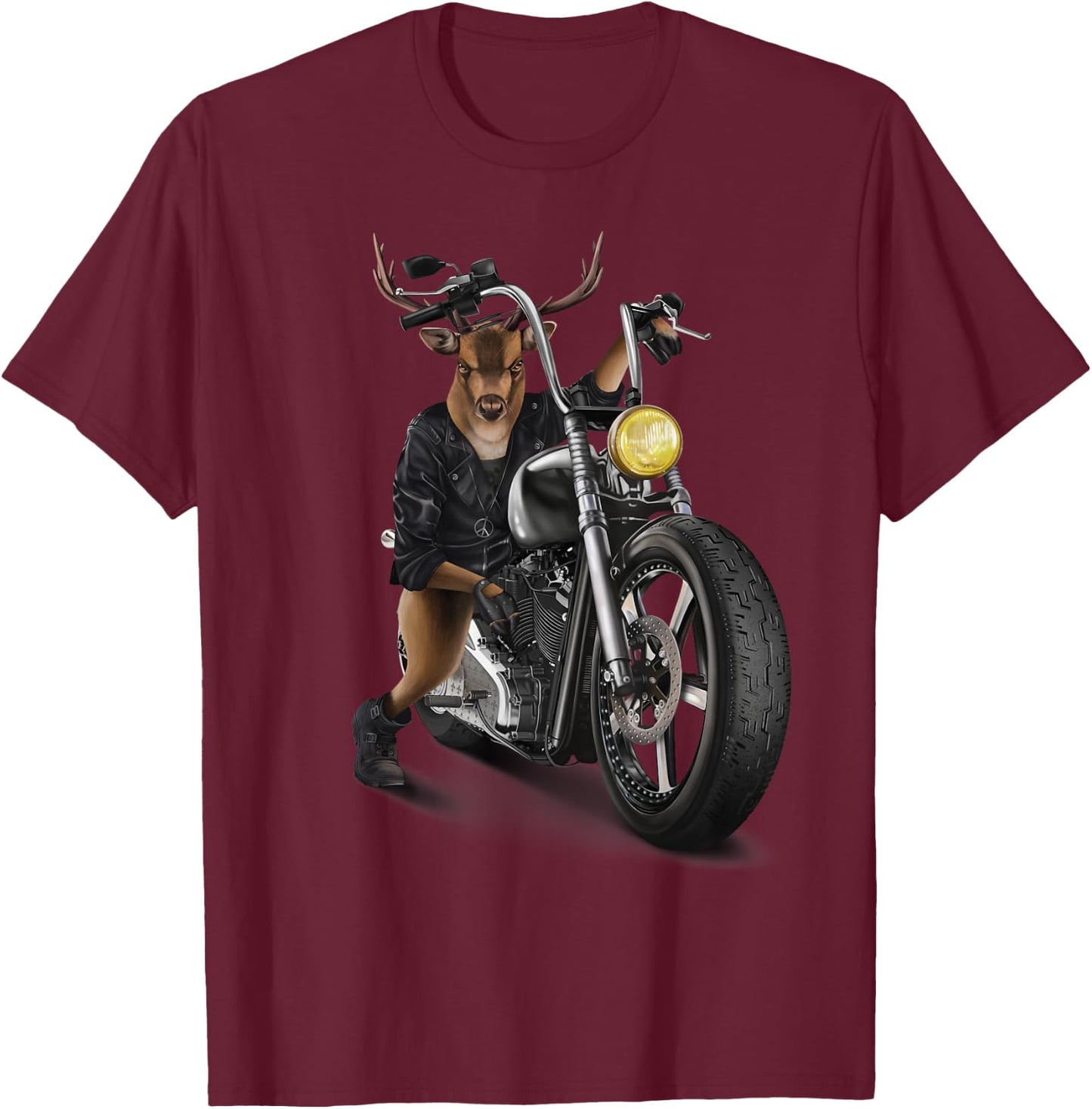 Deer Riding Classic Motorcycle T-Shirt - T-Shirt | Maroon