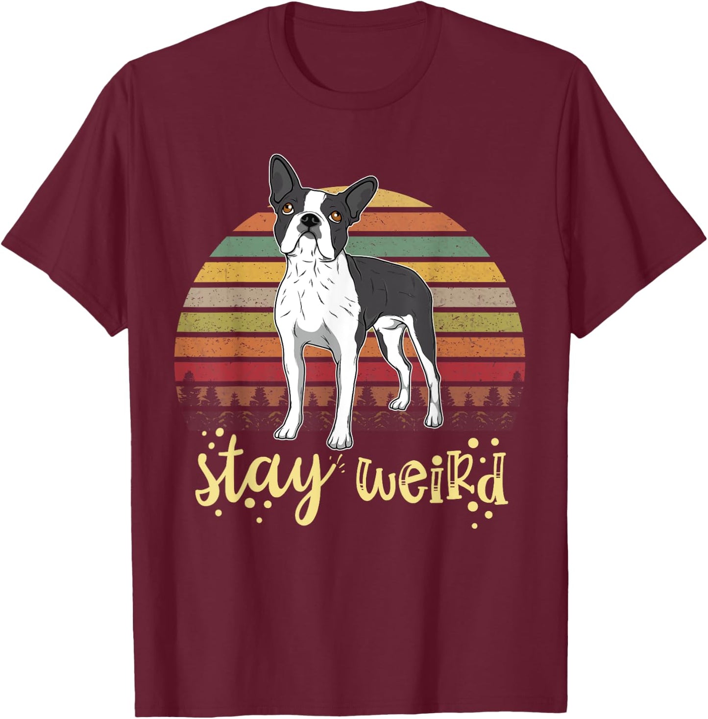 Boston Terrier Boston-Bulldog T-Shirt - T-Shirt | Maroon