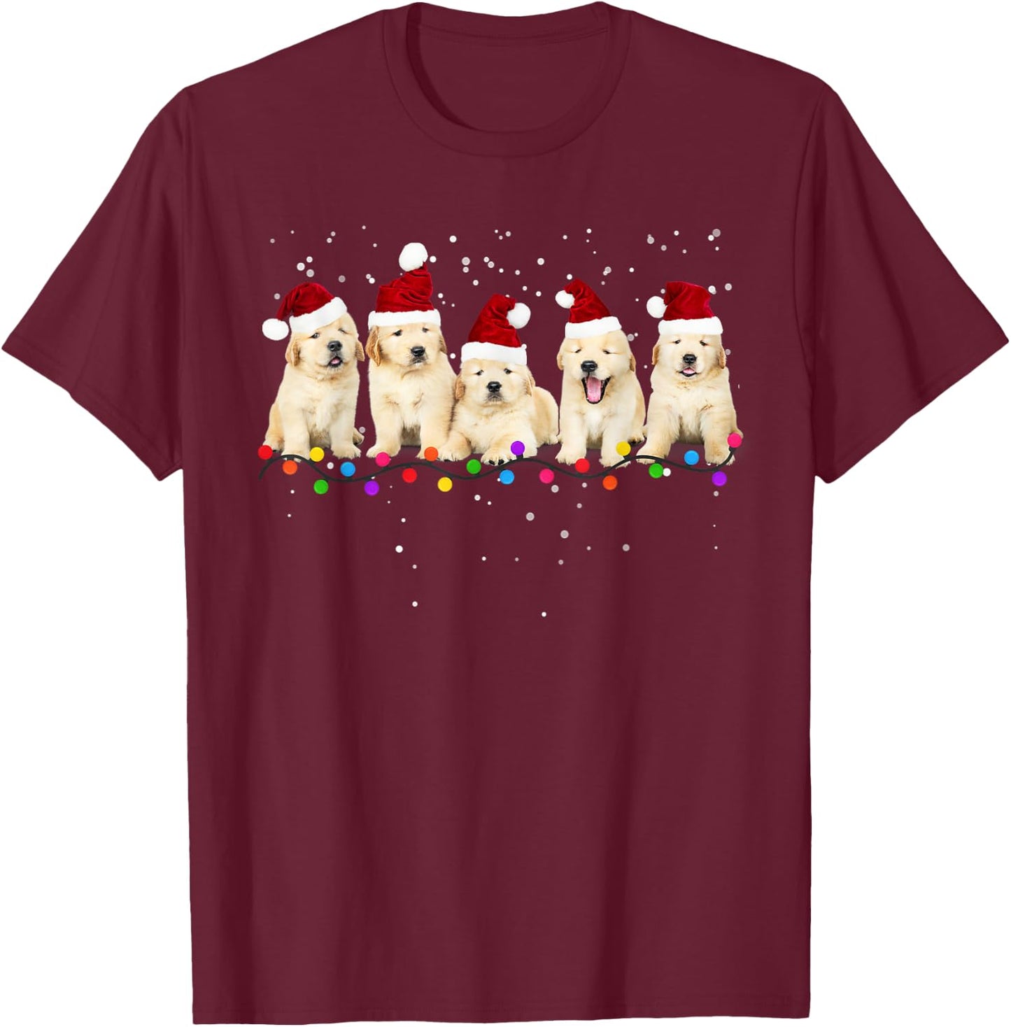 Funny Golden Retriever Christmas Sweater Shirt Puppy Dog T-Shirt - T-Shirt | Maroon