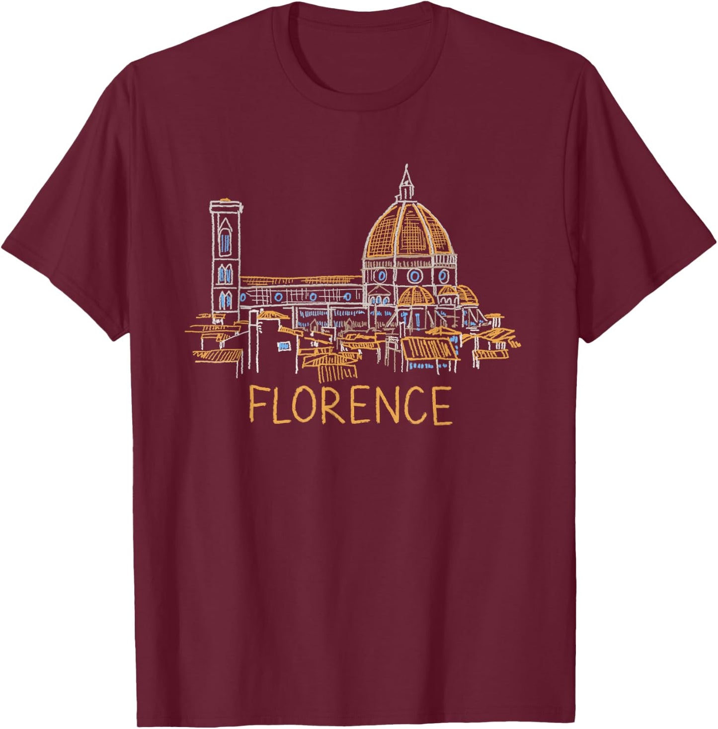 Florence Italy Art Gift Men Women T-Shirt - T-Shirt | Maroon