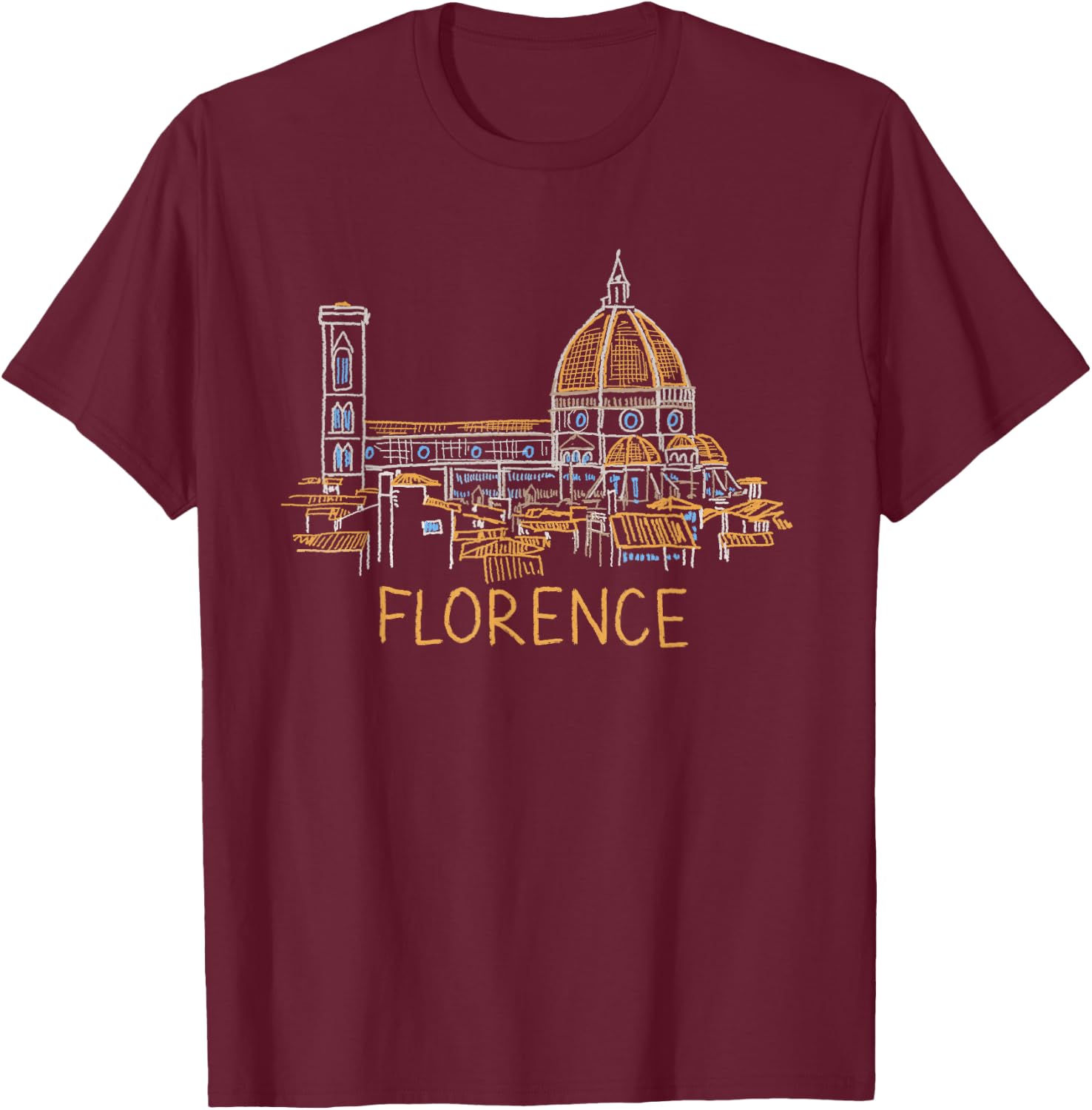 Florence Italy Art Gift Men Women T-Shirt - T-Shirt | Maroon