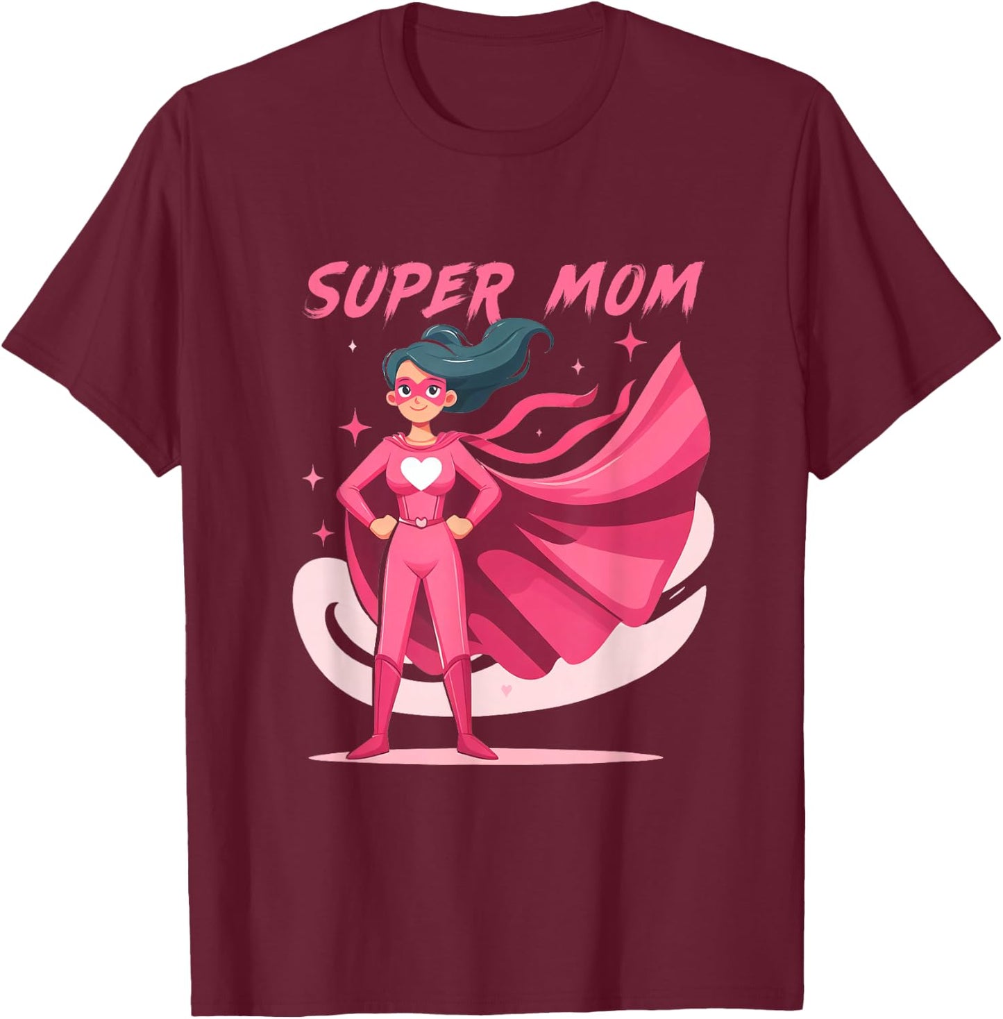 Retro Super Mom Comic Book Powerful Superhero Mother's Day T-Shirt - T-Shirt | Maroon