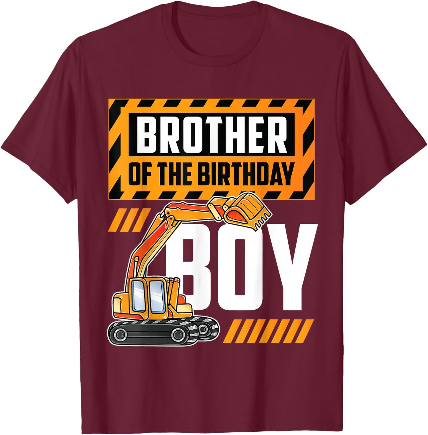 vehicle construction excavator Brother of the Birthday Boy T-Shirt - T-Shirt | Maroon