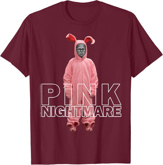 A Christmas Story Ralphie Pink Nightmare Portrait T-Shirt - T-Shirt | Maroon
