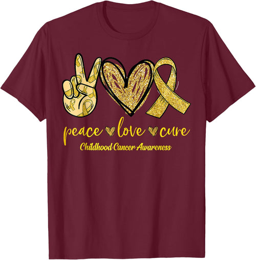 Peace Love Cure Childhood Cancer Awareness Leopart Ribbon