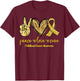 Peace Love Cure Childhood Cancer Awareness Leopart Ribbon T-Shirt - T-Shirt | Maroon