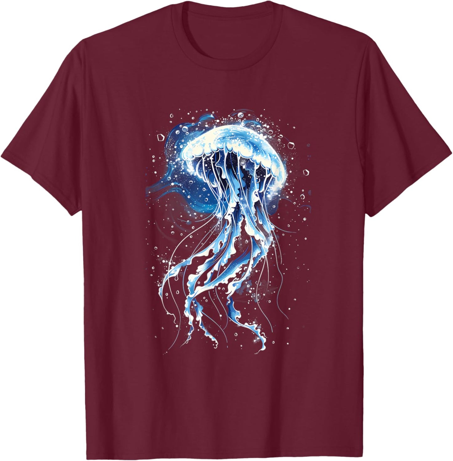 Jellyfish Sea Ocean Animal Lover Marine Mammal Artwork T-Shirt - T-Shirt | Maroon