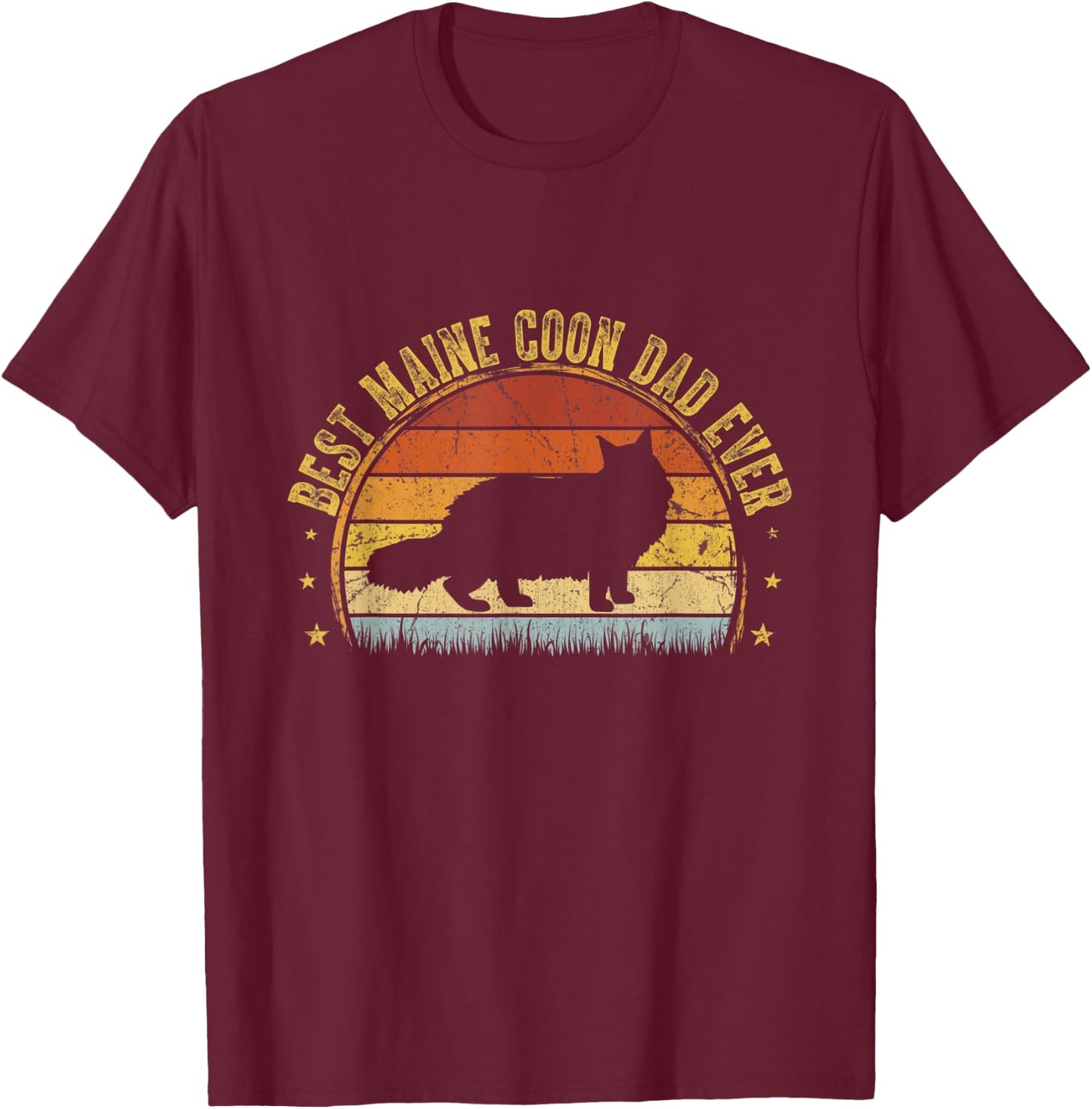 Best Maine Coon Dad Ever Outfit Father's Day Gifts T-Shirt - T-Shirt | Maroon