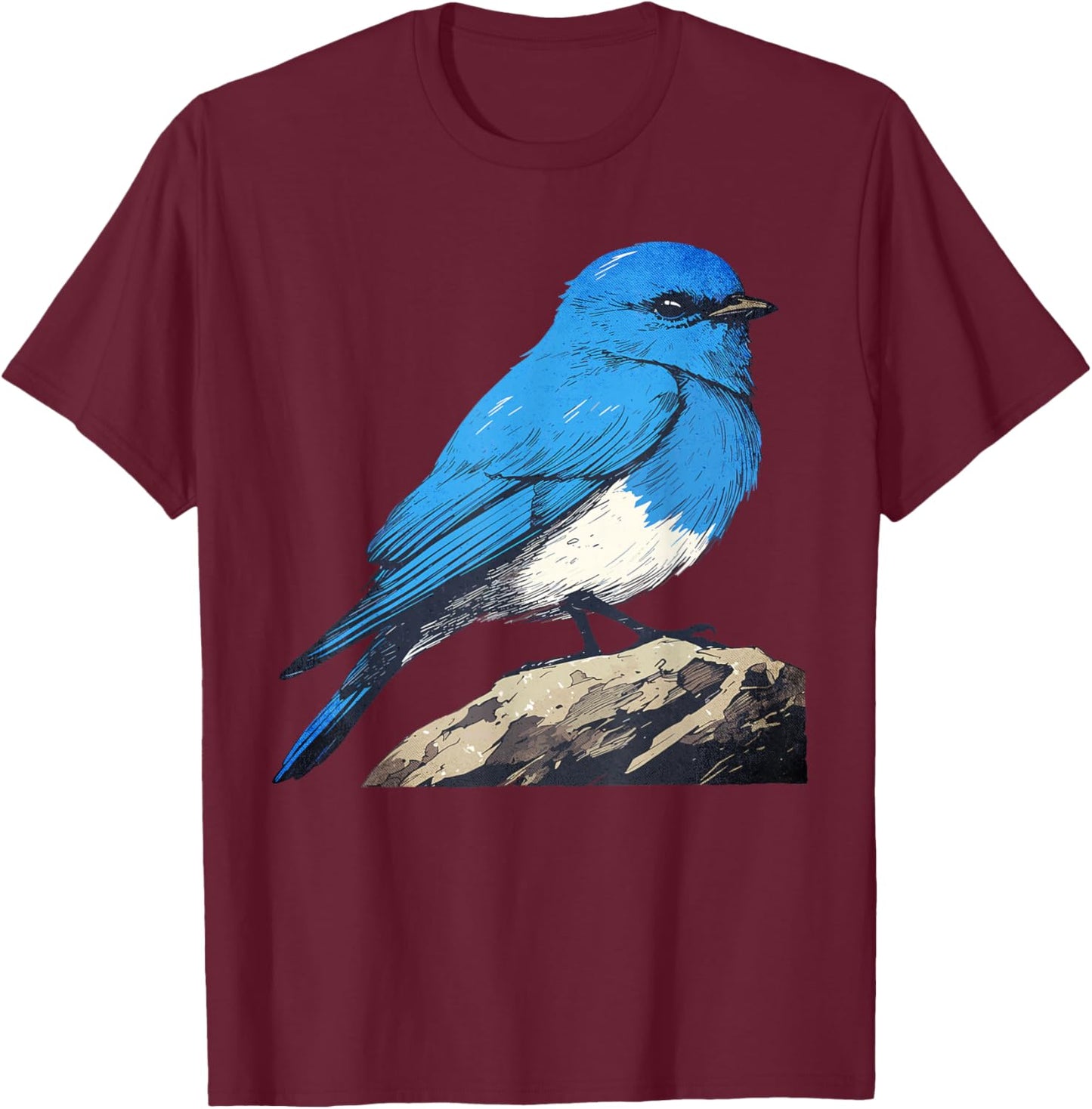 Cute Mountain Bluebird Rare Rock-Thrush Inspired Bird Design T-Shirt - T-Shirt | Maroon