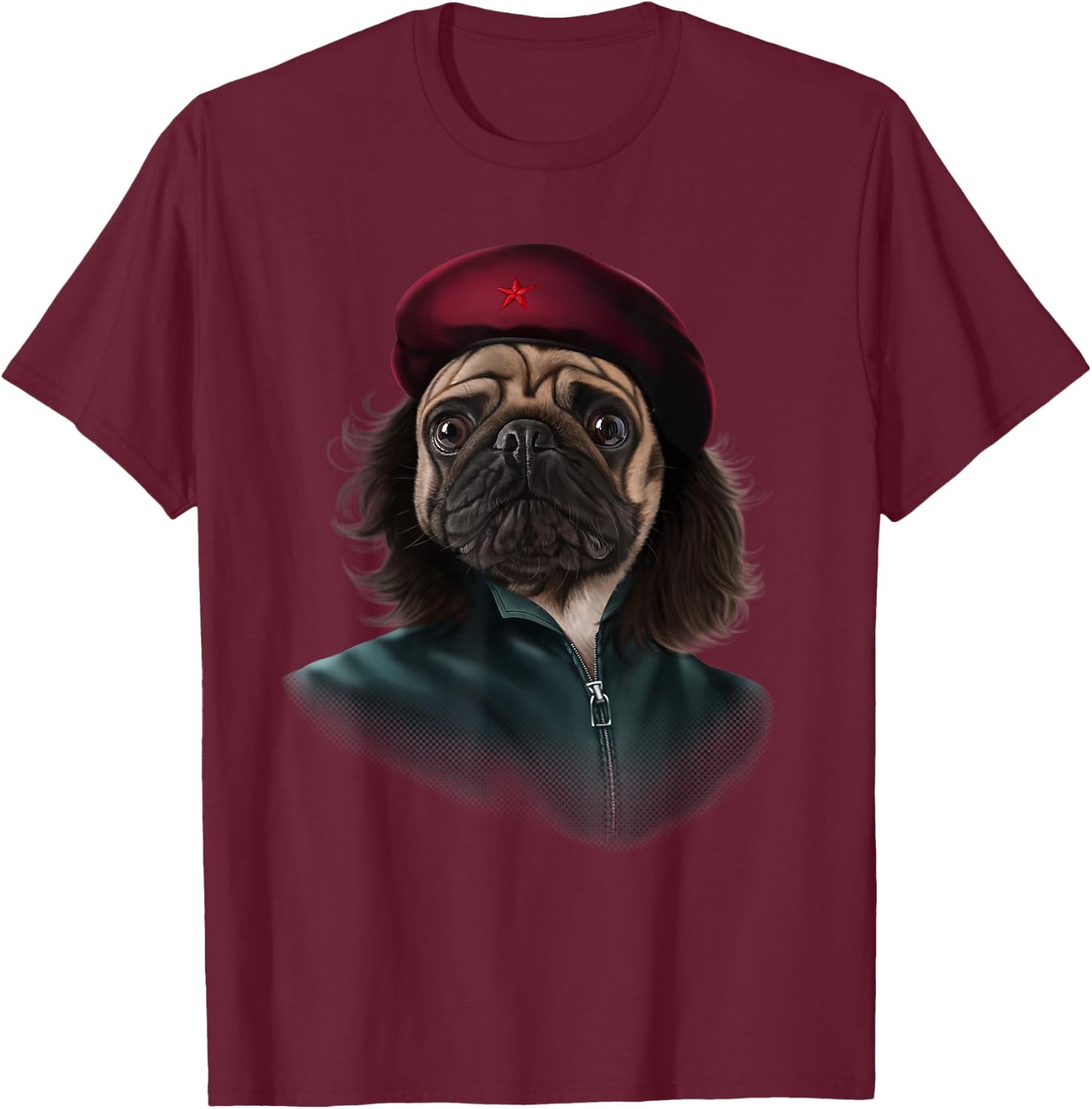 Pug Dog Impersonated Che Guevara Men Women Kids T-Shirt - T-Shirt | Maroon