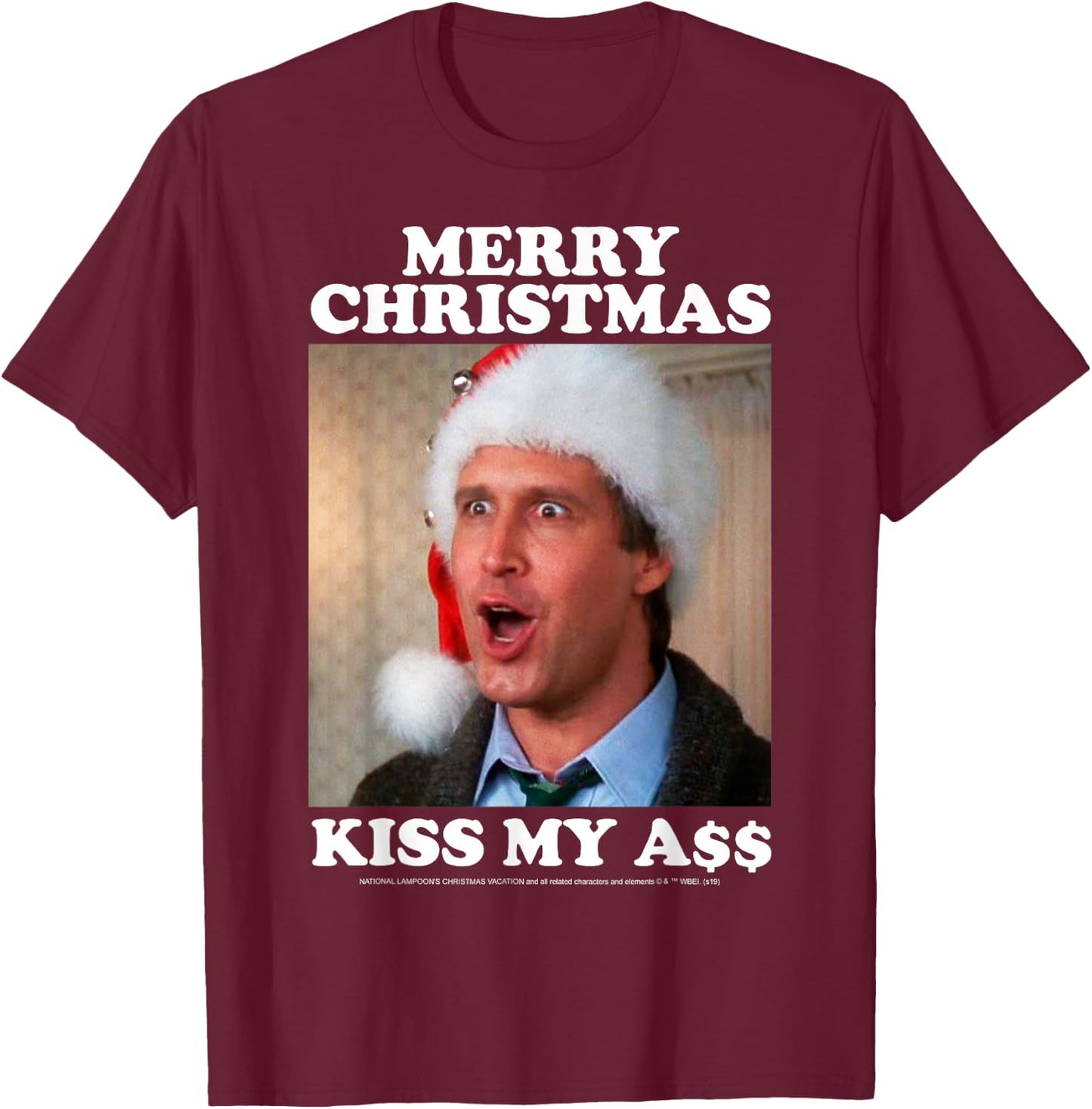 Christmas Vacation Merry Christmas Kiss My A$$ T-Shirt - T-Shirt | Maroon