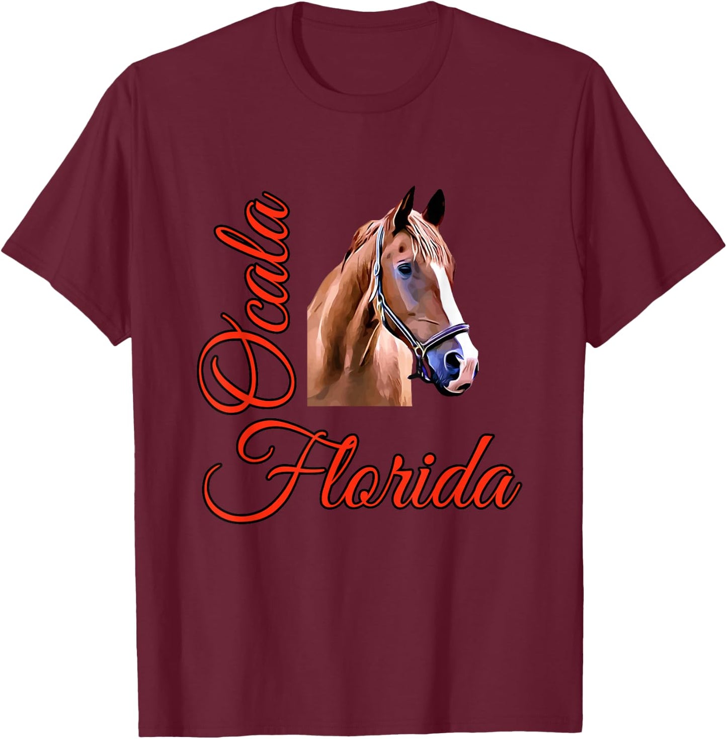 Ocala Florida Horse T-Shirt - T-Shirt | Maroon