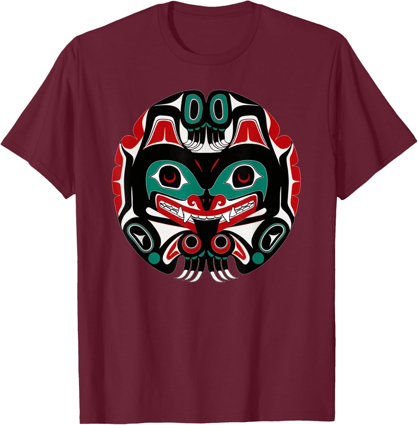 Alaska Native American Art Tlingit Eagle Tribal Bear Clan T-Shirt - T-Shirt | Maroon