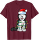 Siberian Husky Christmas Santa Hat Xmas Lights Dog Boys Girl T-Shirt - T-Shirt | Maroon