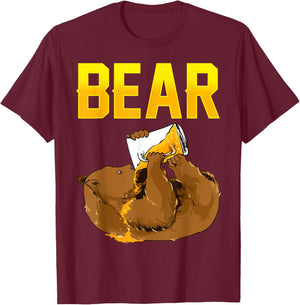 Bear Drinking Beer Funny Bear Pun Beer Lover Gift T-Shirt - T-Shirt | Maroon