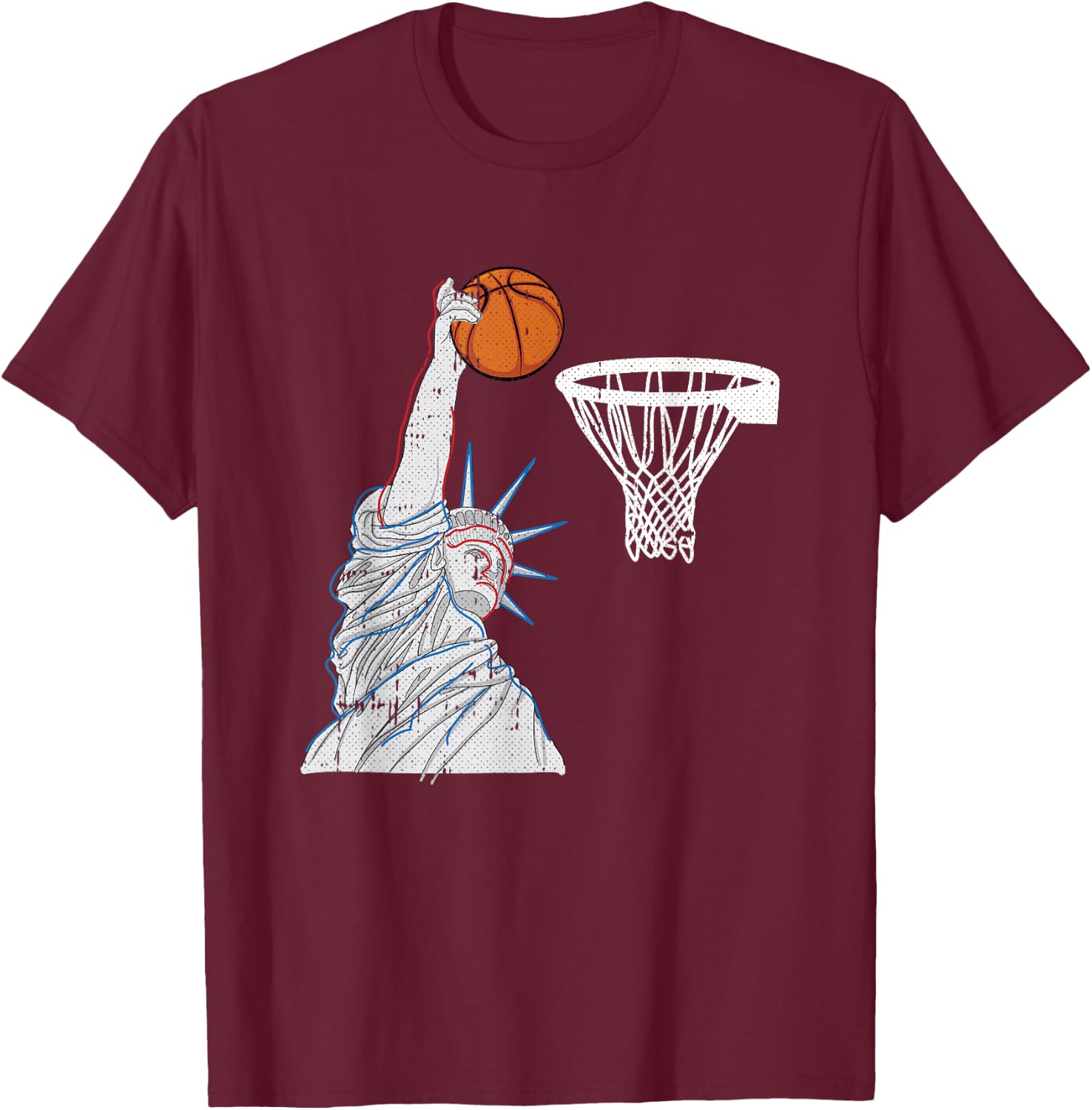 Liberty Dunk 4th Of July Basketball Funny Patriotic American T-Shirt - T-Shirt | Maroon