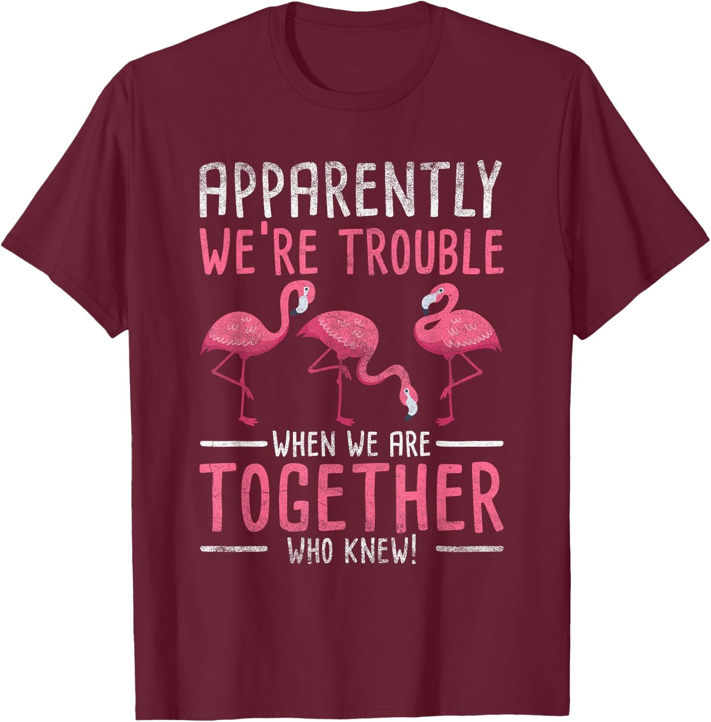 Apparently We Are Trouble Flamingo T-Shirt - T-Shirt | Maroon