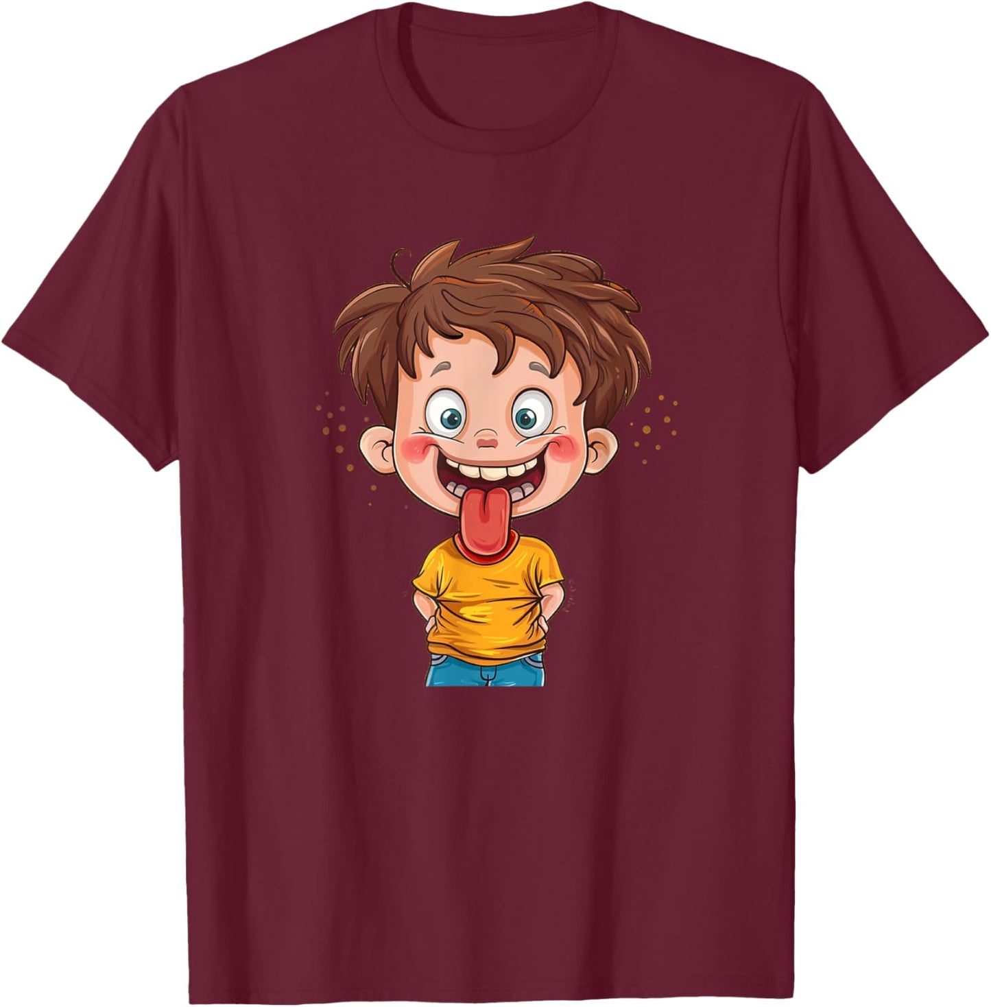 Awesome Cheeky Boy with Tongue Out Look Costume T-Shirt - T-Shirt | Maroon