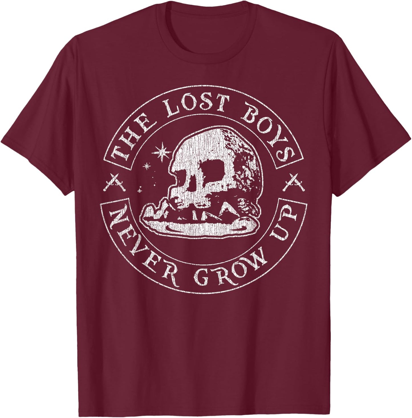 Disney Peter Pan The Lost Boys Never Grow Up Small T-Shirt - T-Shirt | Maroon