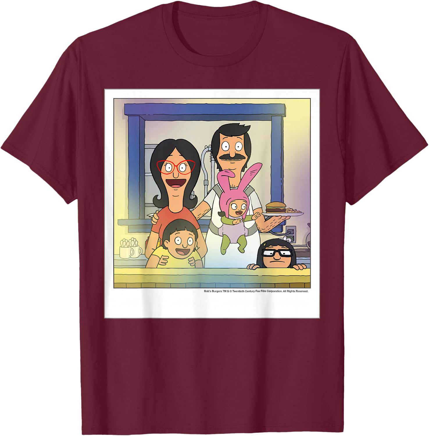 Bob's Burgers Belcher Family Portrait T-Shirt - T-Shirt | Maroon