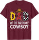 Dad 1st Birthday Cowboy Western Dad Birthday Boy T-Shirt - T-Shirt | Maroon