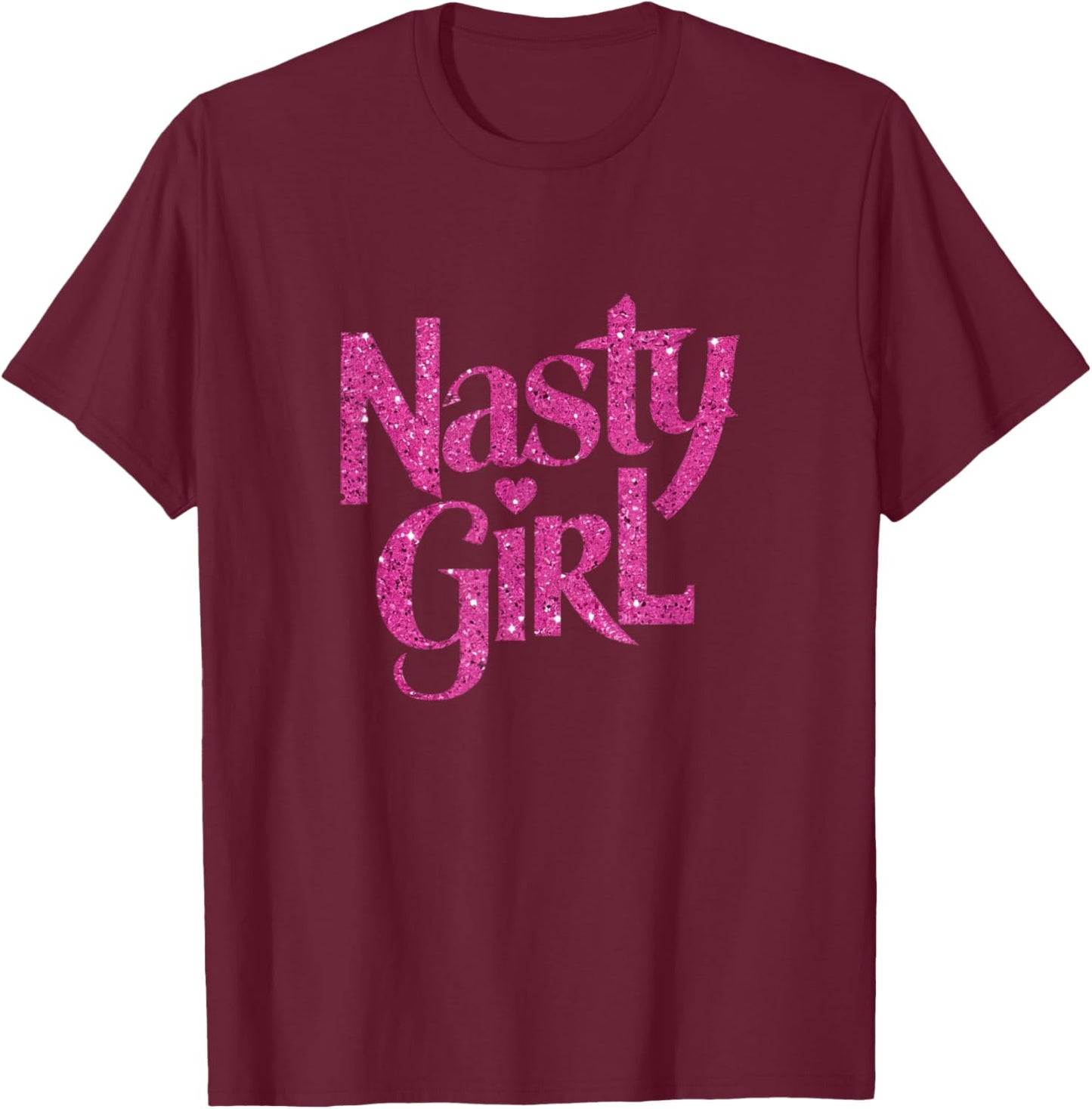 Nasty Girl Slogan Graphic Pink T-Shirt - T-Shirt | Maroon