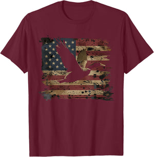 Duck Hunting 4th Of July USA American Flag T-Shirt - T-Shirt | Maroon