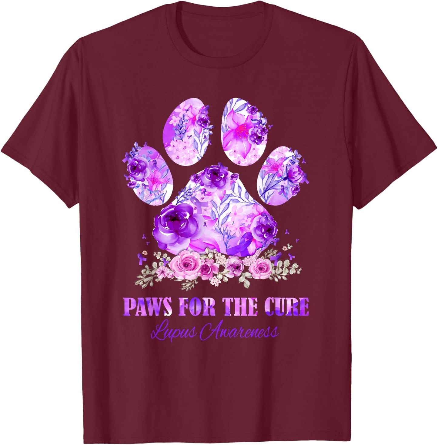 Dog Print Paws For The Cure Lupus Awareness Month Women T-Shirt - T-Shirt | Maroon