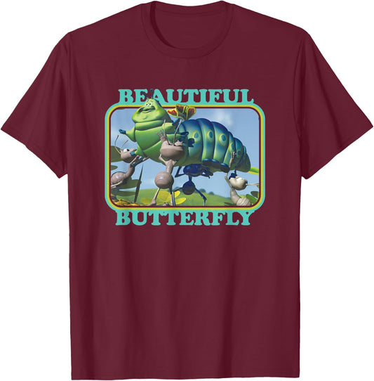 Disney Pixar A Bug's Life Secret Beautiful Butterfly T-Shirt - T-Shirt | Maroon