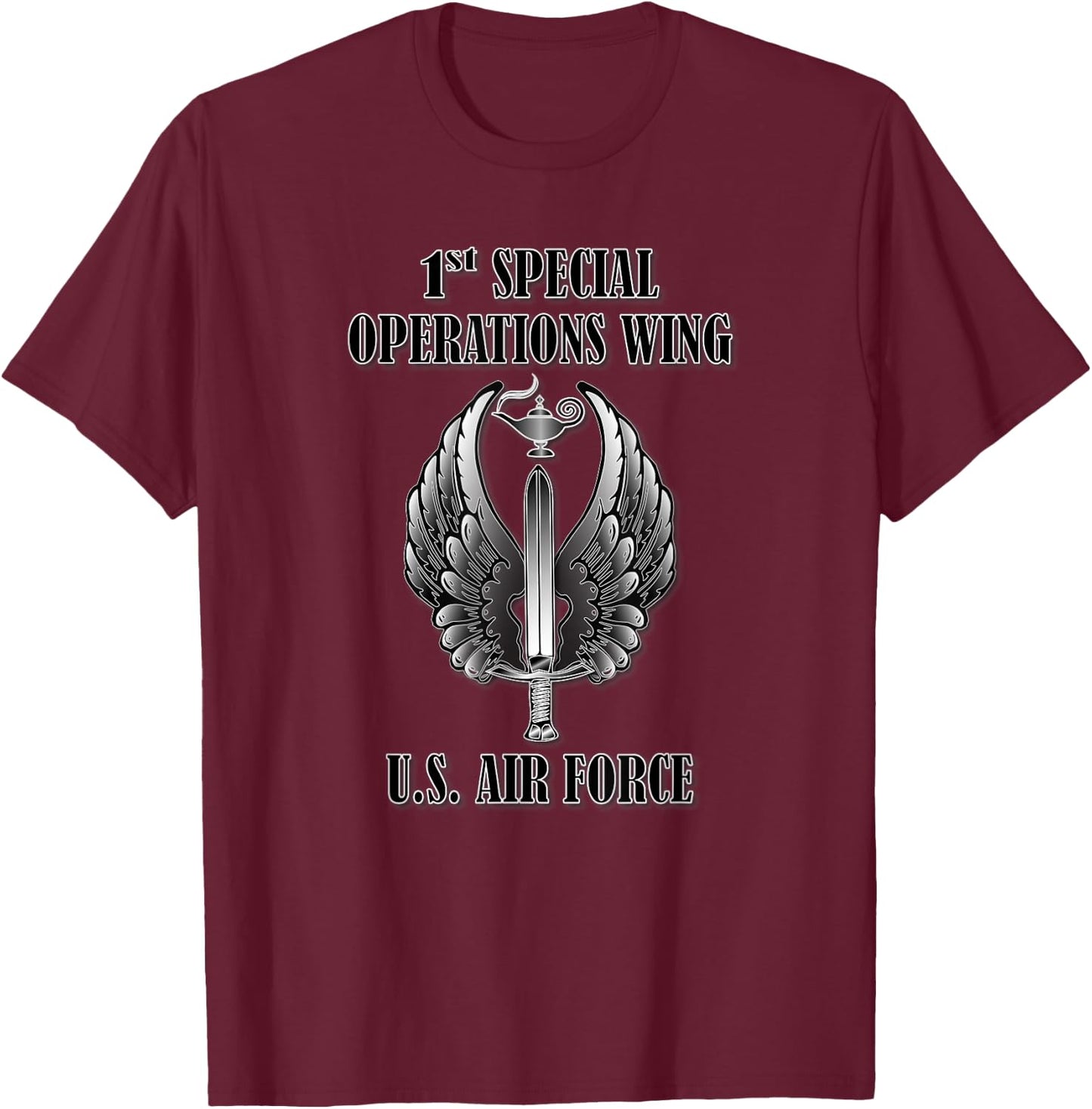 1st Special Operations Wing (Front Design) T-Shirt - T-Shirt | Maroon