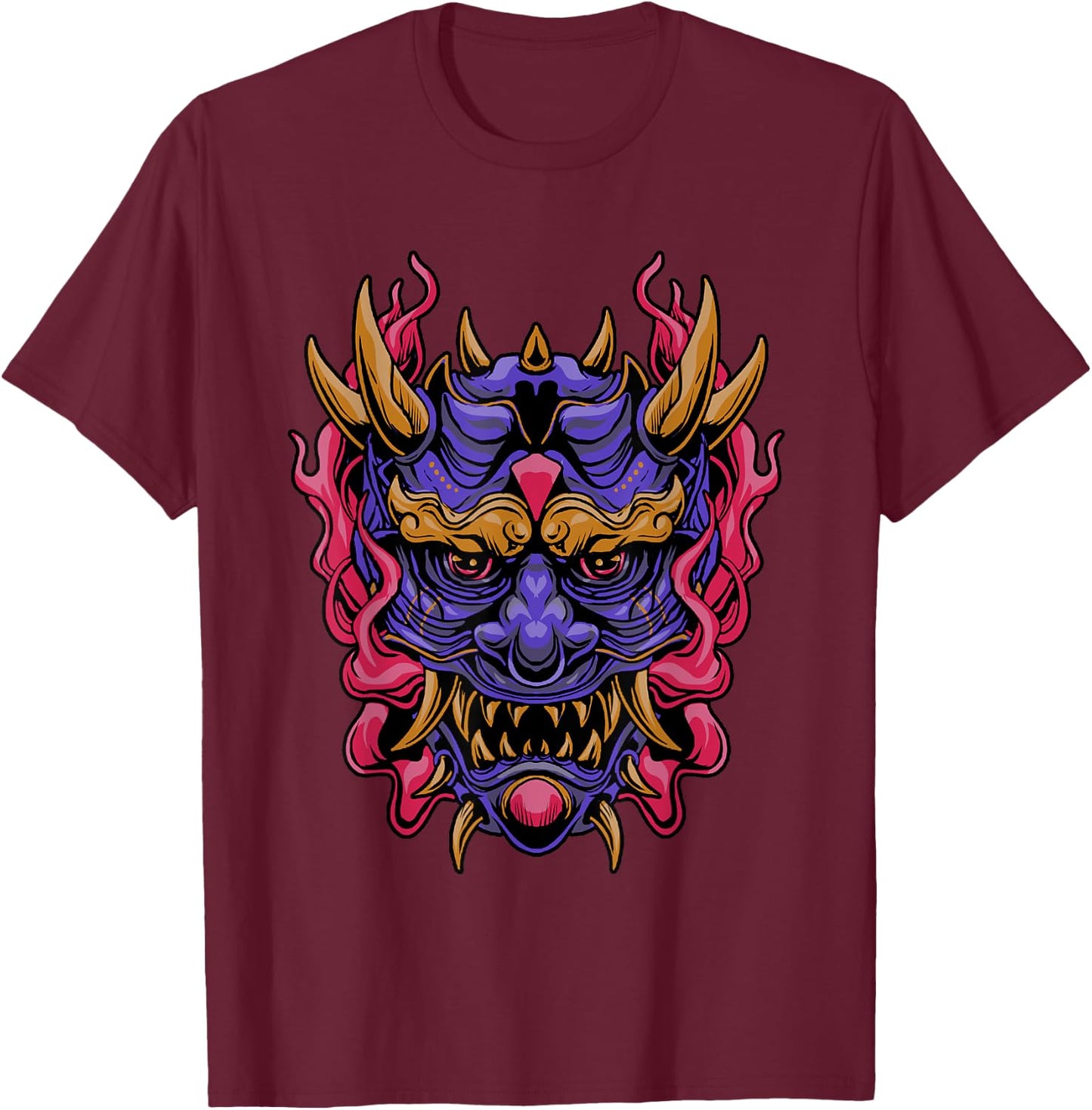 Oni Demon Japanese Devil T-Shirt - T-Shirt | Maroon