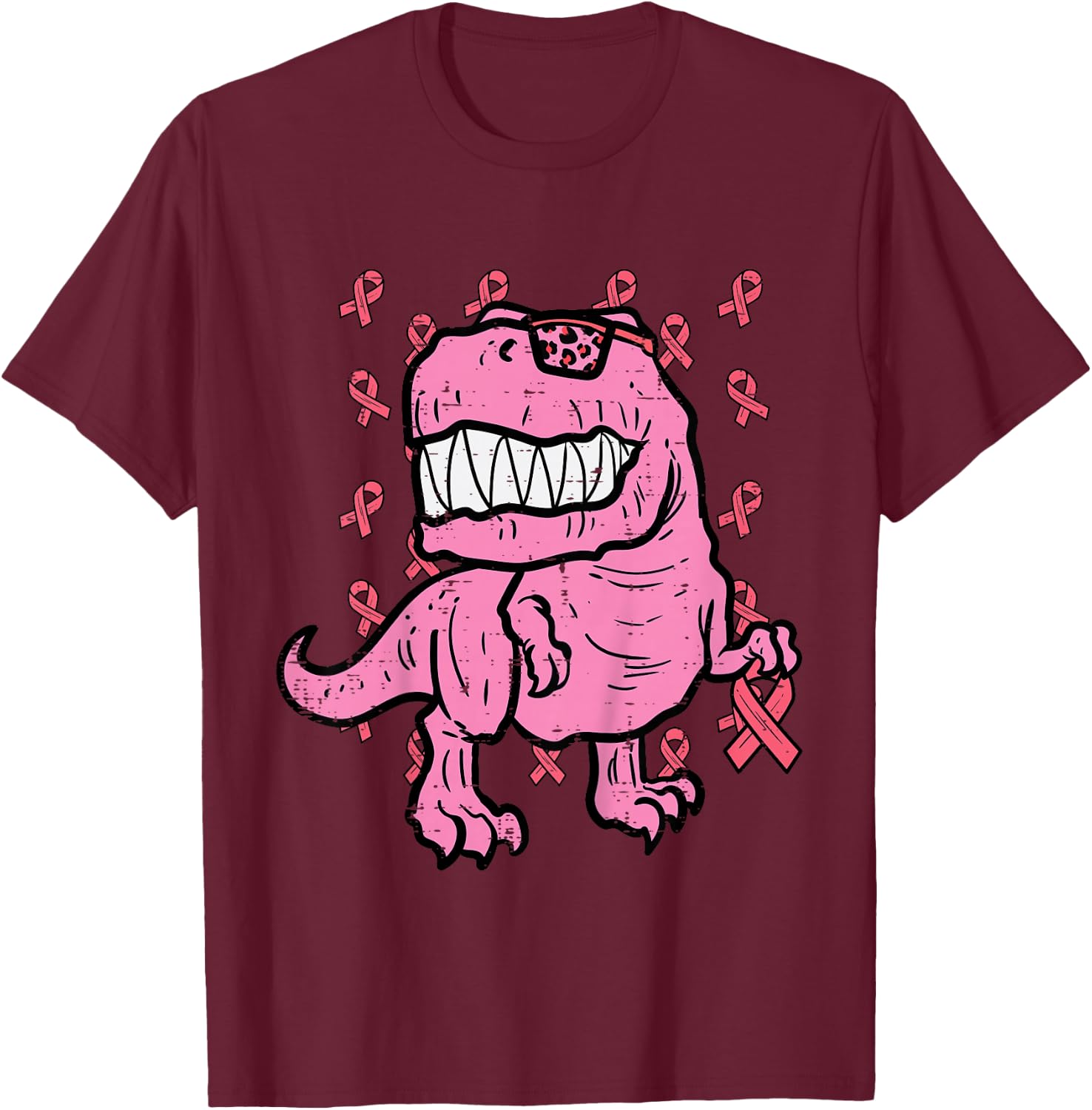 Breast Cancer Awareness Dino Trex Boys Kids Toddler Youth T-Shirt - T-Shirt | Maroon