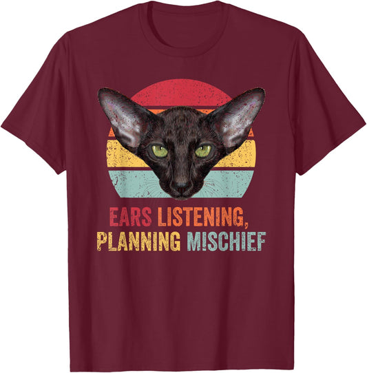 Oriental Shorthair Cat Funny Retro Kitten Kitty Feline Men Women Girls Kids T-Shirt - T-Shirt | Maroon
