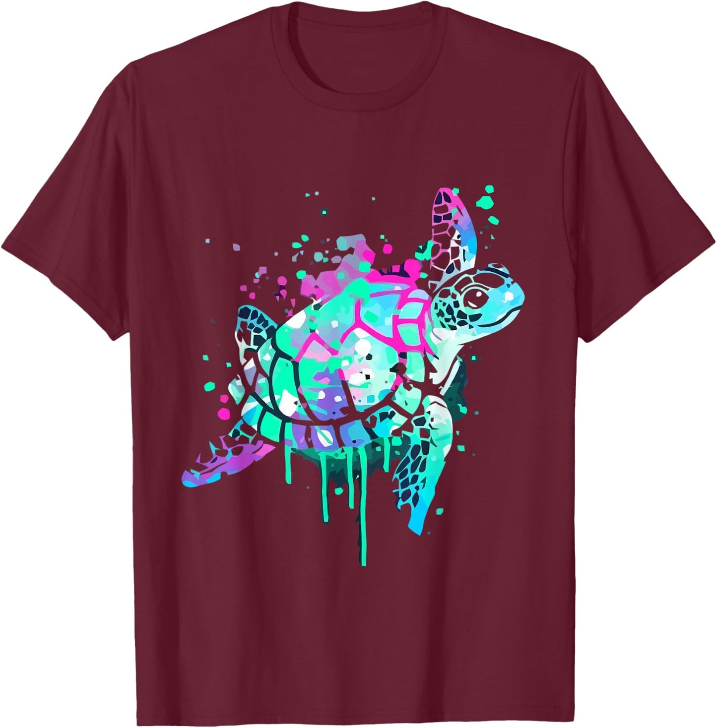 Turtle Watercolor Sea Ocean Wildlife animal T-Shirt - T-Shirt | Maroon