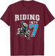 Kids Riding Into 7 Years Old 7th Birthday Boy Dirt Bike Party T-Shirt - T-Shirt | Maroon