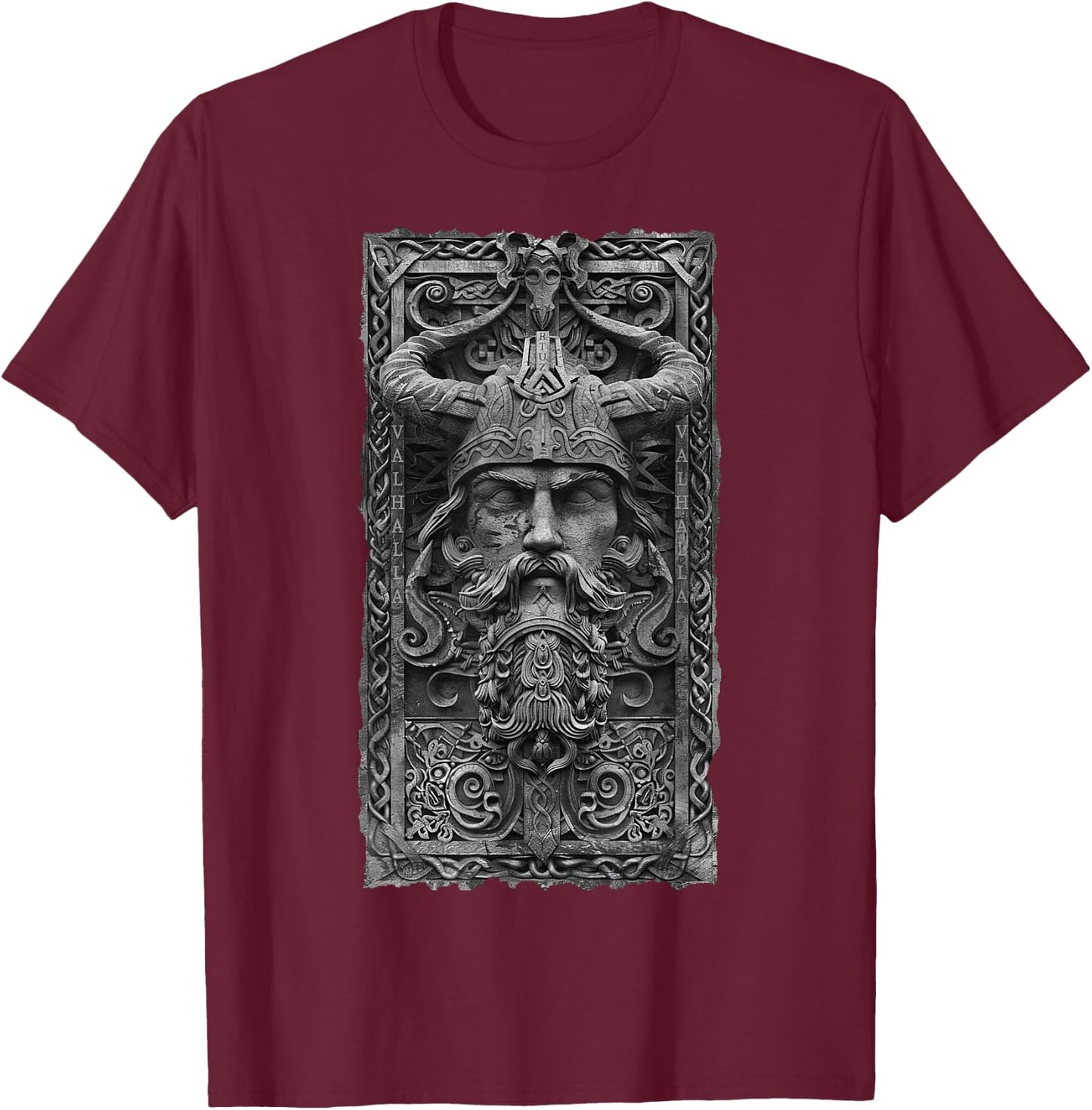 Valhalla Odin Thor Runes Viking Helmet Warrior Viking T-Shirt - T-Shirt | Maroon
