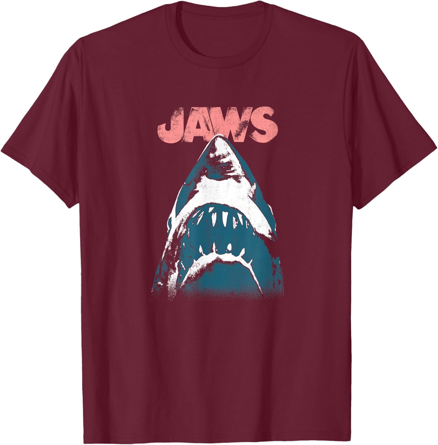 Jaws Distressed Poster Art T-Shirt - T-Shirt | Maroon
