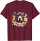 Pitbull Mom Floral Dog Lover Vintage Flowers Cute T-Shirt - T-Shirt | Maroon